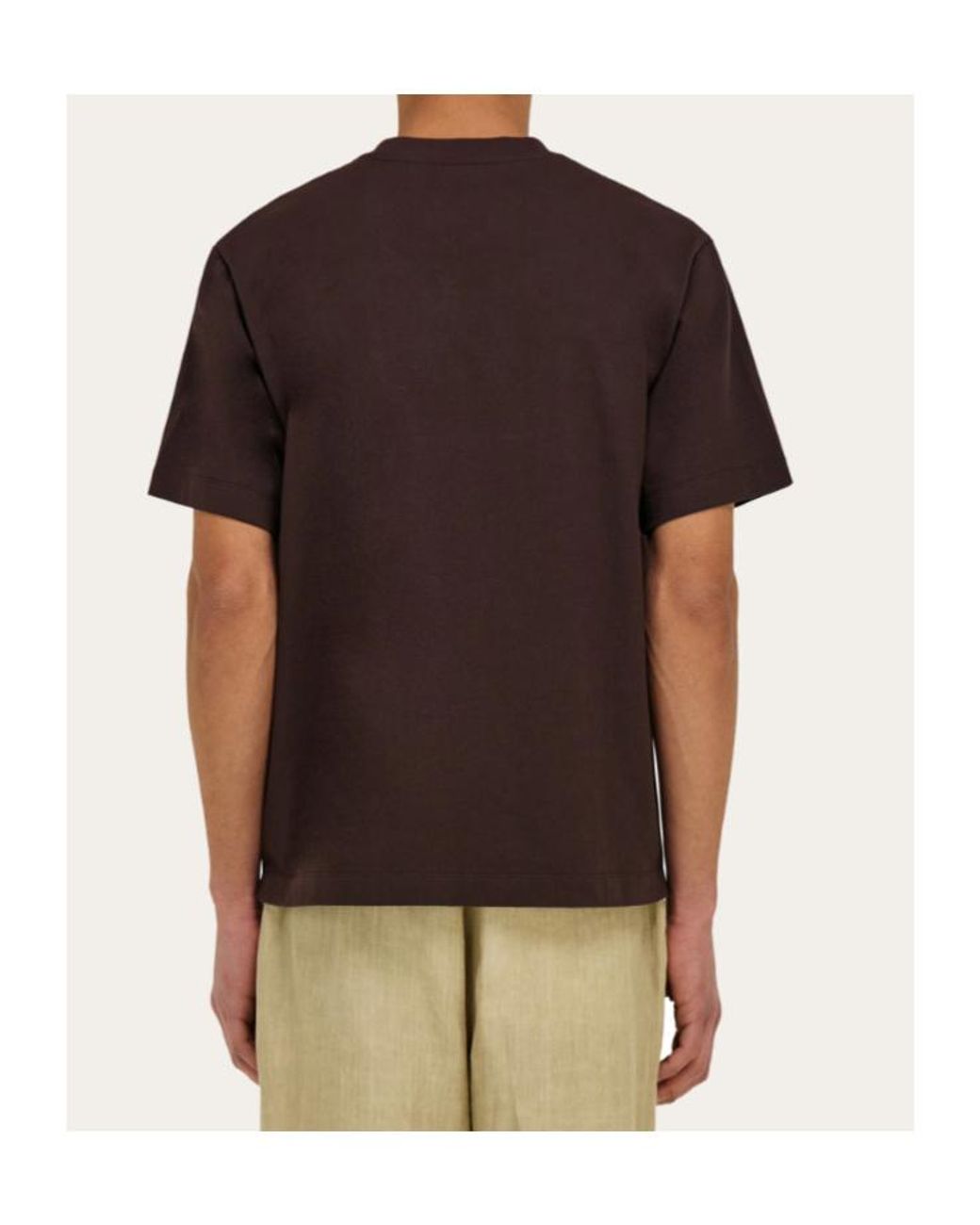Ferragamo Brown Ferragamo Gancini Embroidered Crewneck T-Shirt for men