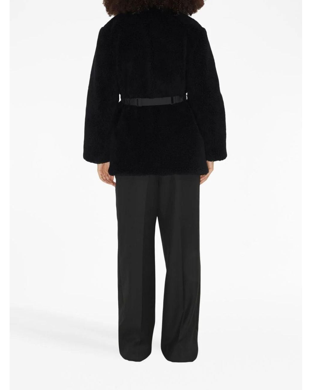 Burberry Black Ekd-Embroidery Wool-Blend Coat