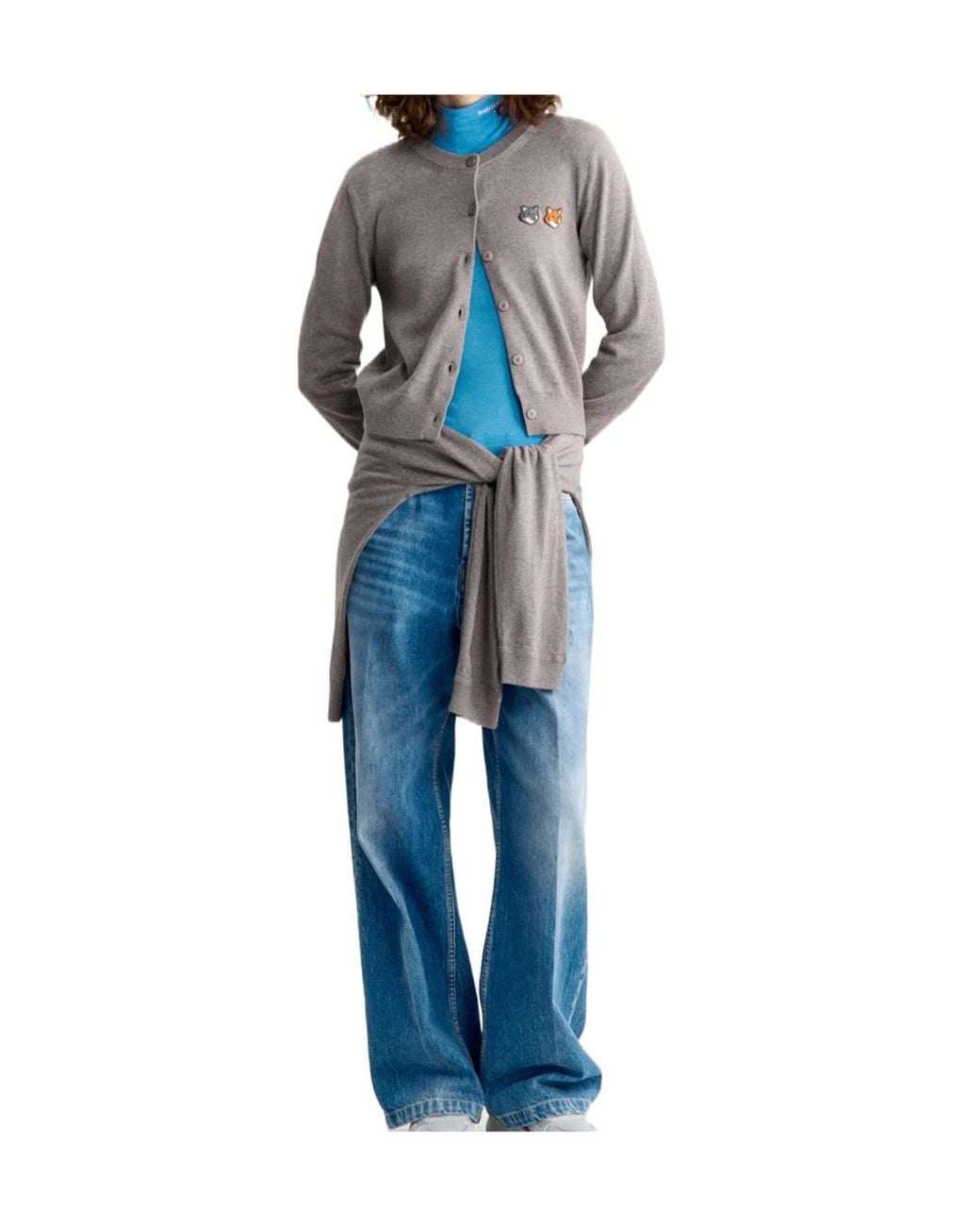 Maison Kitsuné Brown Double Fox Head Regular Cardigan
