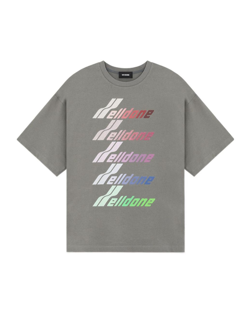 we11done Gray Multi Logo Print T-Shirt for men