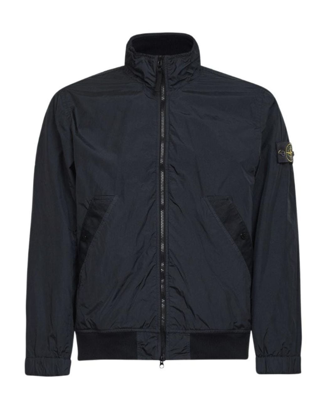 Stone Island Blue Logo Patch Zip-Up Jacket for men