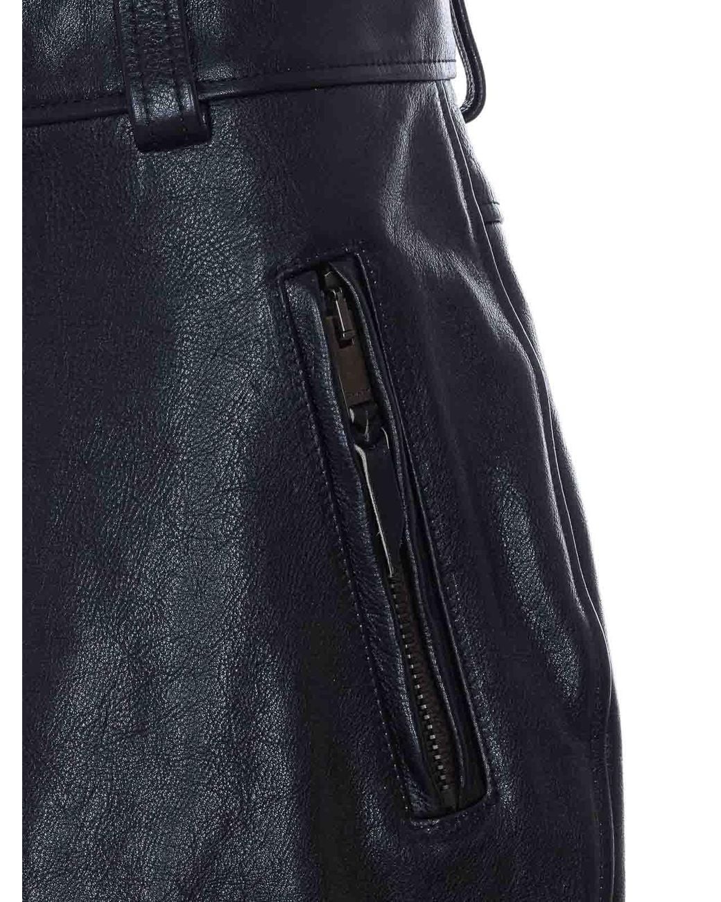Saint Laurent Black Belted Pencil Skirt