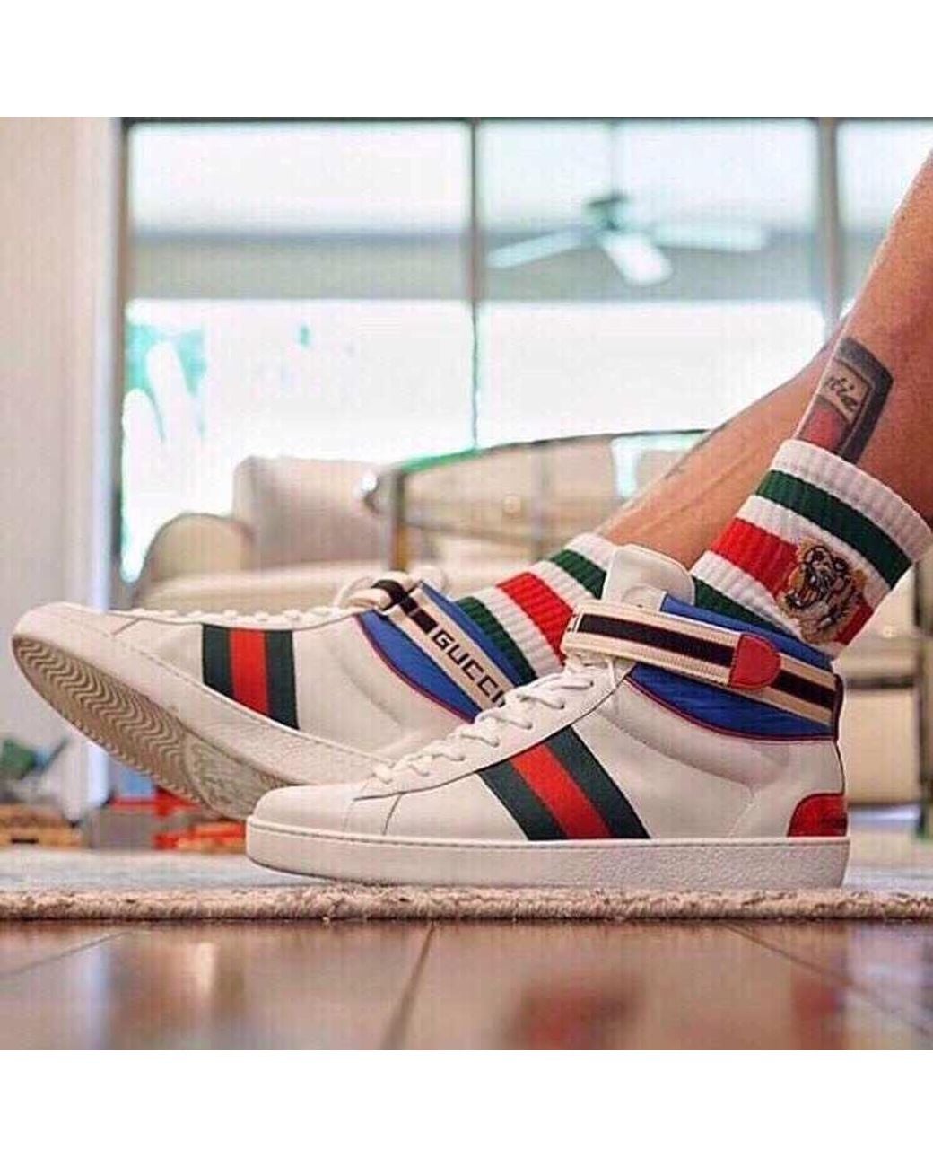 Gucci Multicolor Stripe Ace High-Top Sneakers for men