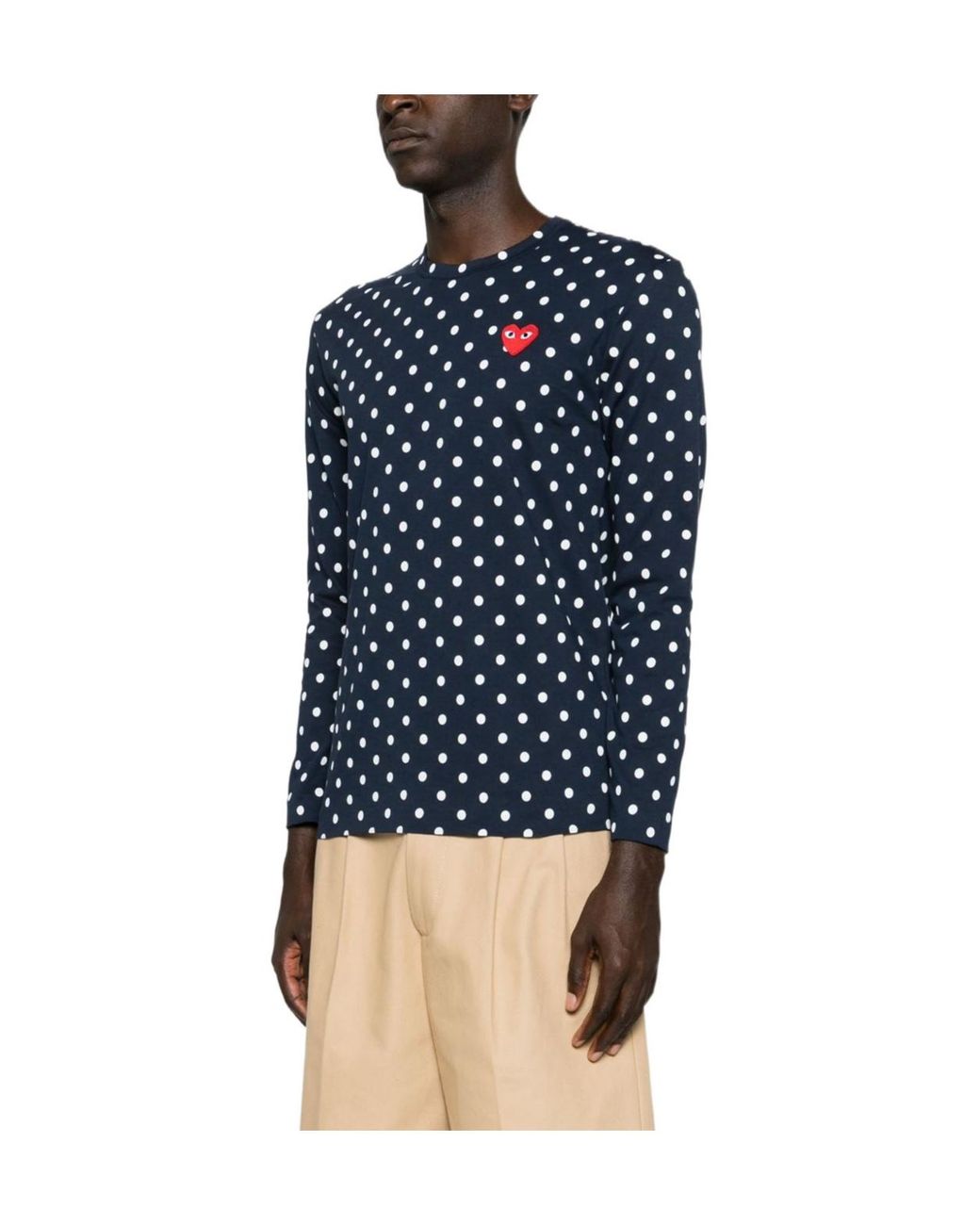 COMME DES GARÇONS PLAY Blue Polka-Dot Cotton T-Shirt