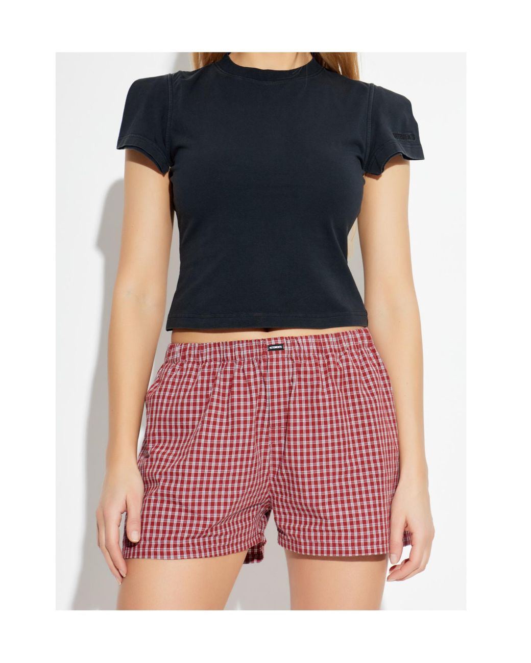 Vetements Black Logo Embroidered Cropped T-Shirt