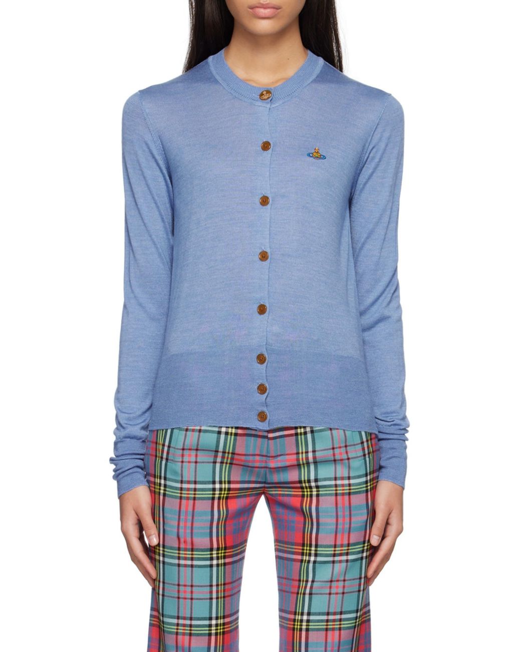Vivienne Westwood Blue Bea Orb-Embroidered Cardigan