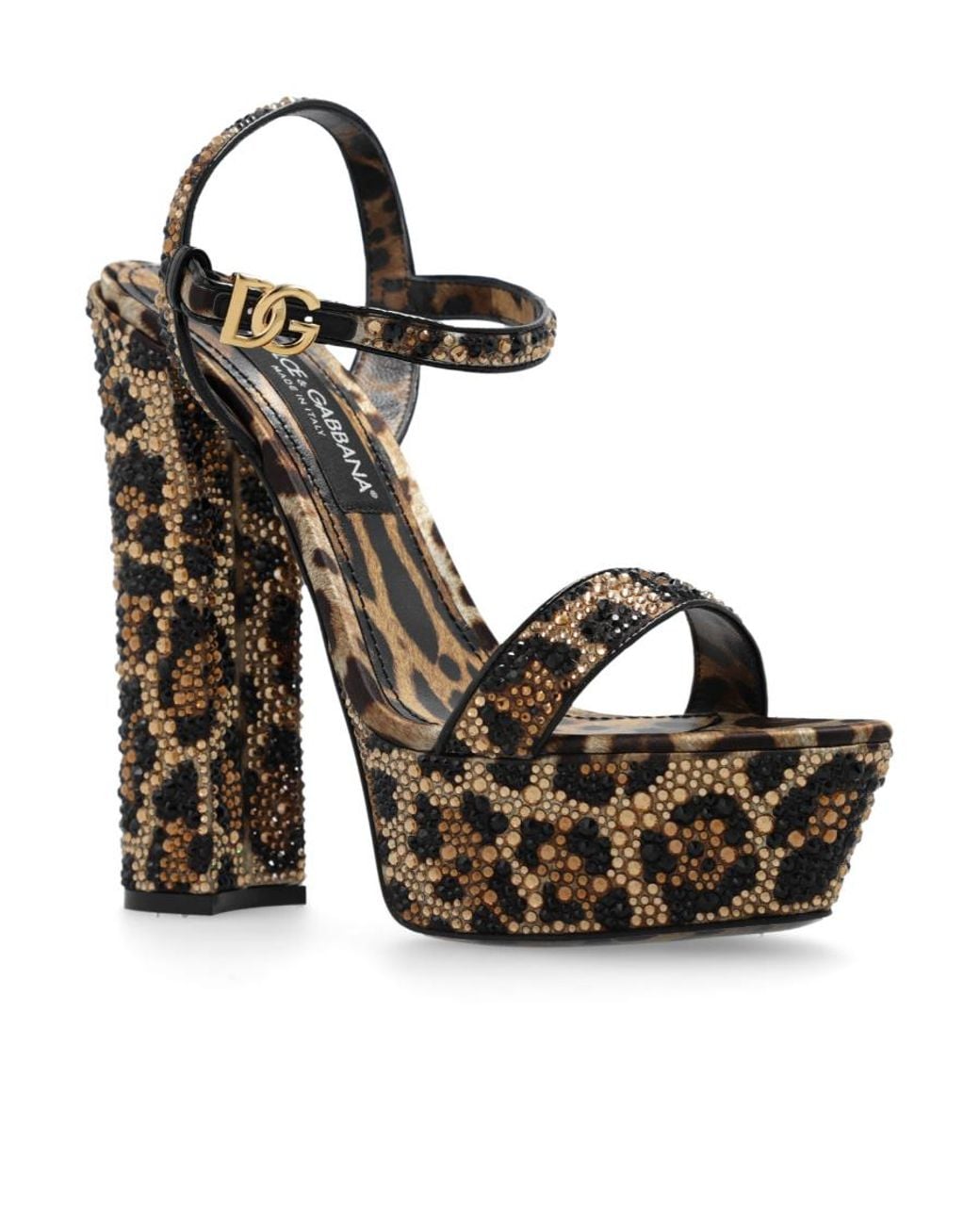 Dolce & Gabbana White Leo-Studded Platform Sandals