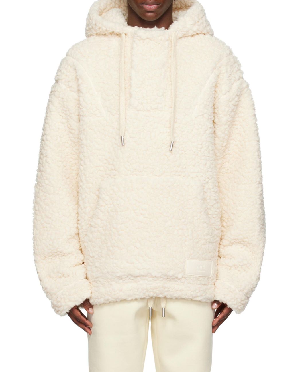 AMI Natural Logo Patch Drawstring Hoodie for men