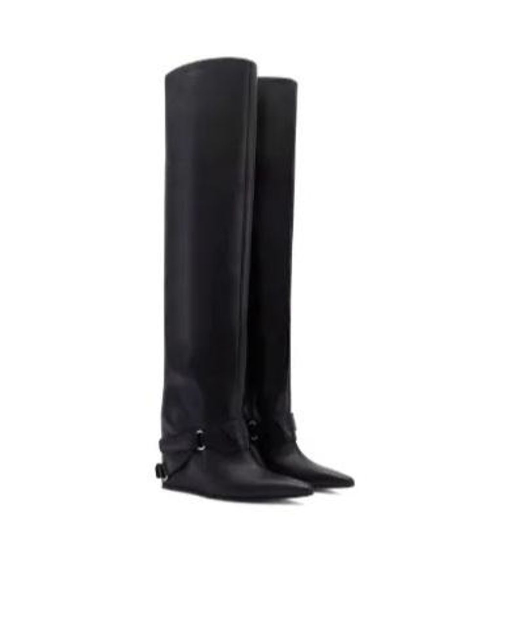 Courreges Black Leather Wedged Boots