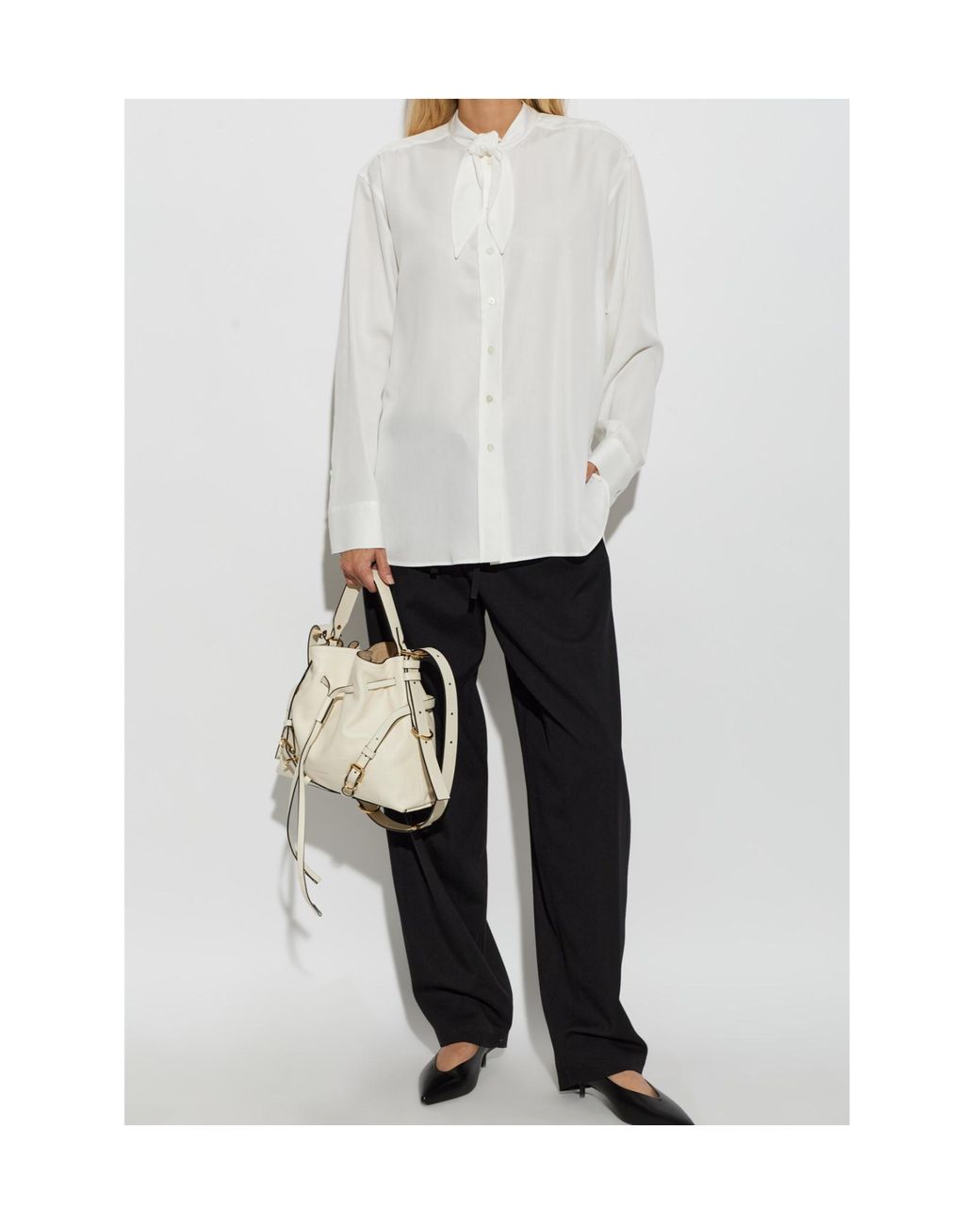 Paul Smith White Tie-Neck Oversized Shirt