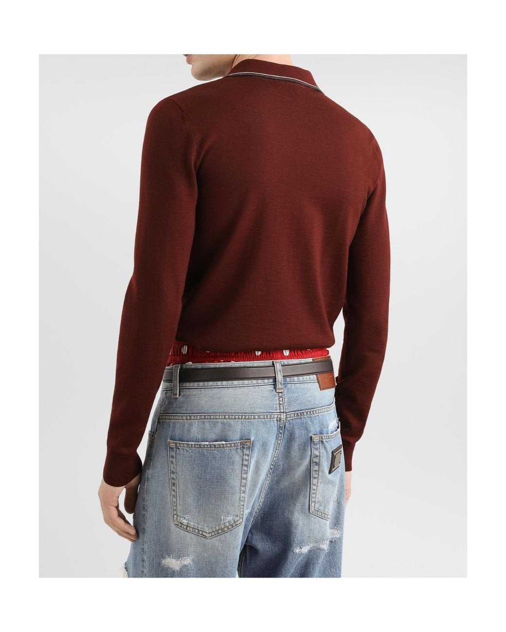 Dolce & Gabbana Red Wool Polo Shirt for men