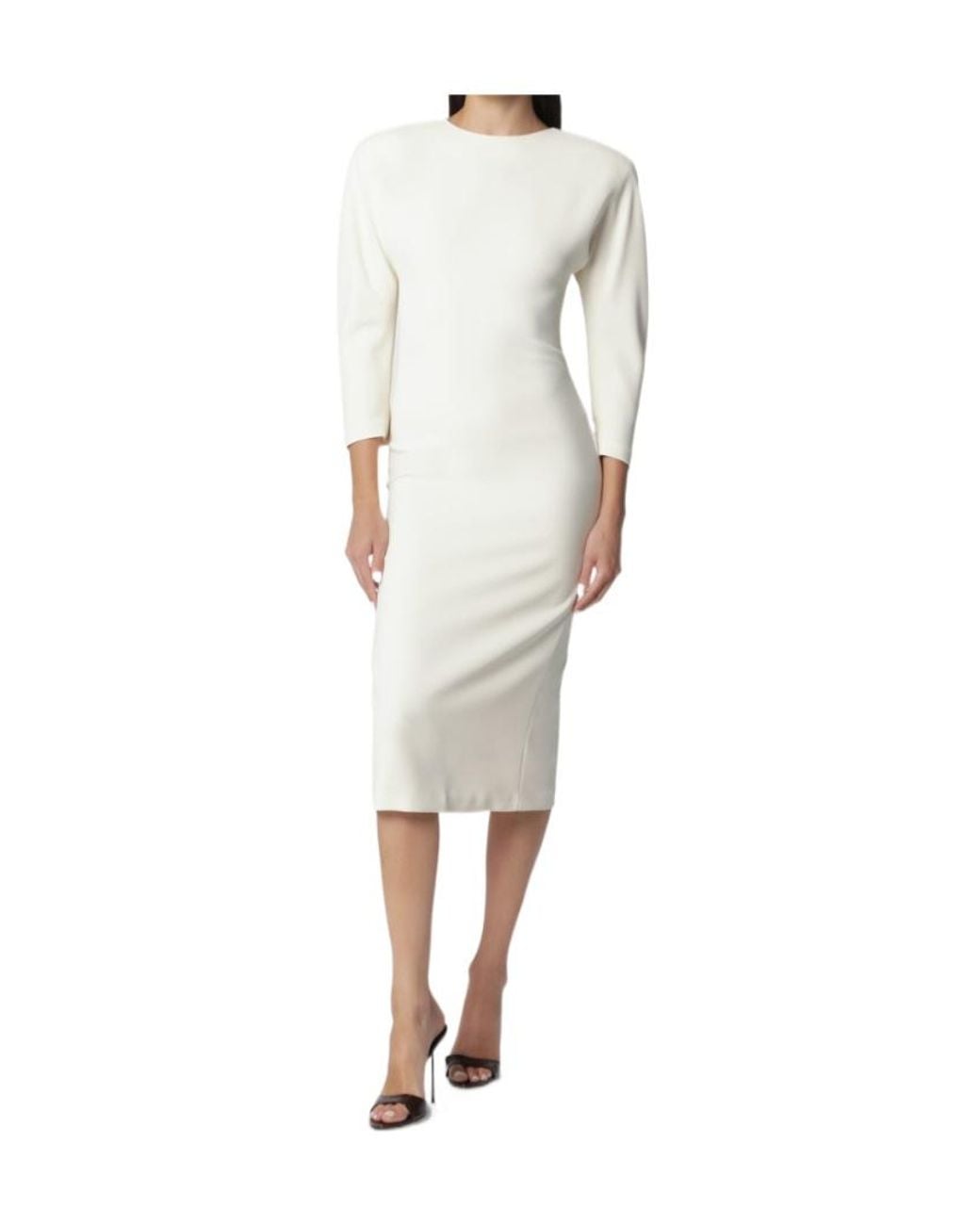 ANDAMANE White Fitted Midi Dress