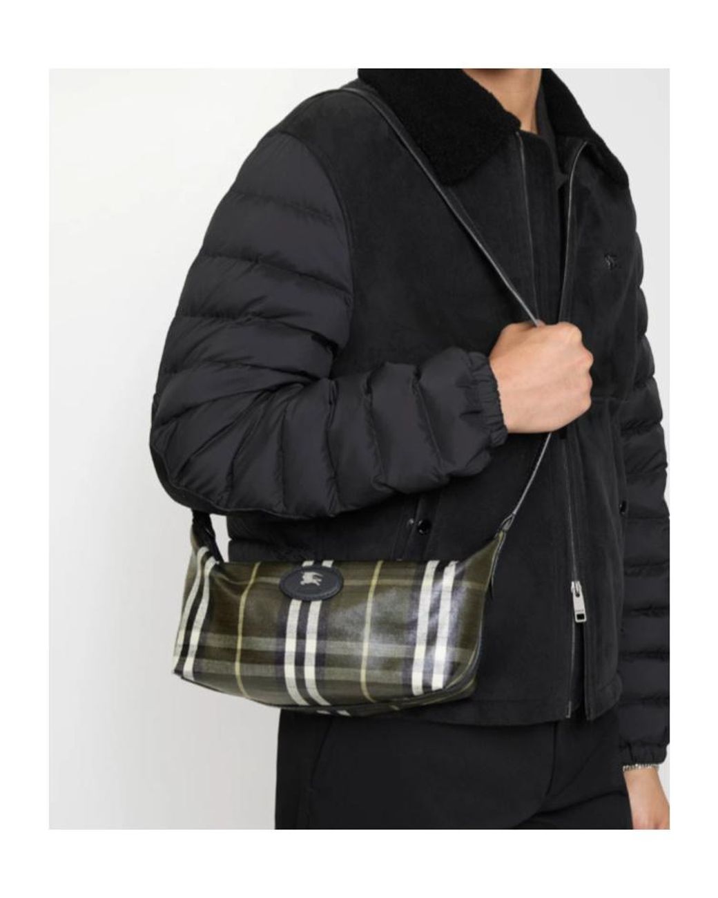 Burberry Gray Logo-Patch Shoulder Bag for men