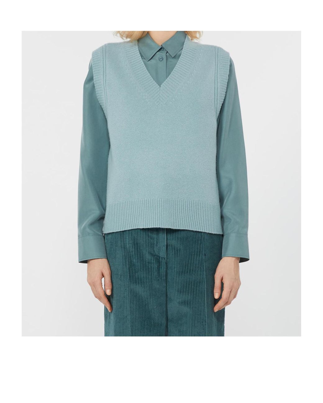 Weekend by Maxmara Blue V-Neck Sleeveless Sweater