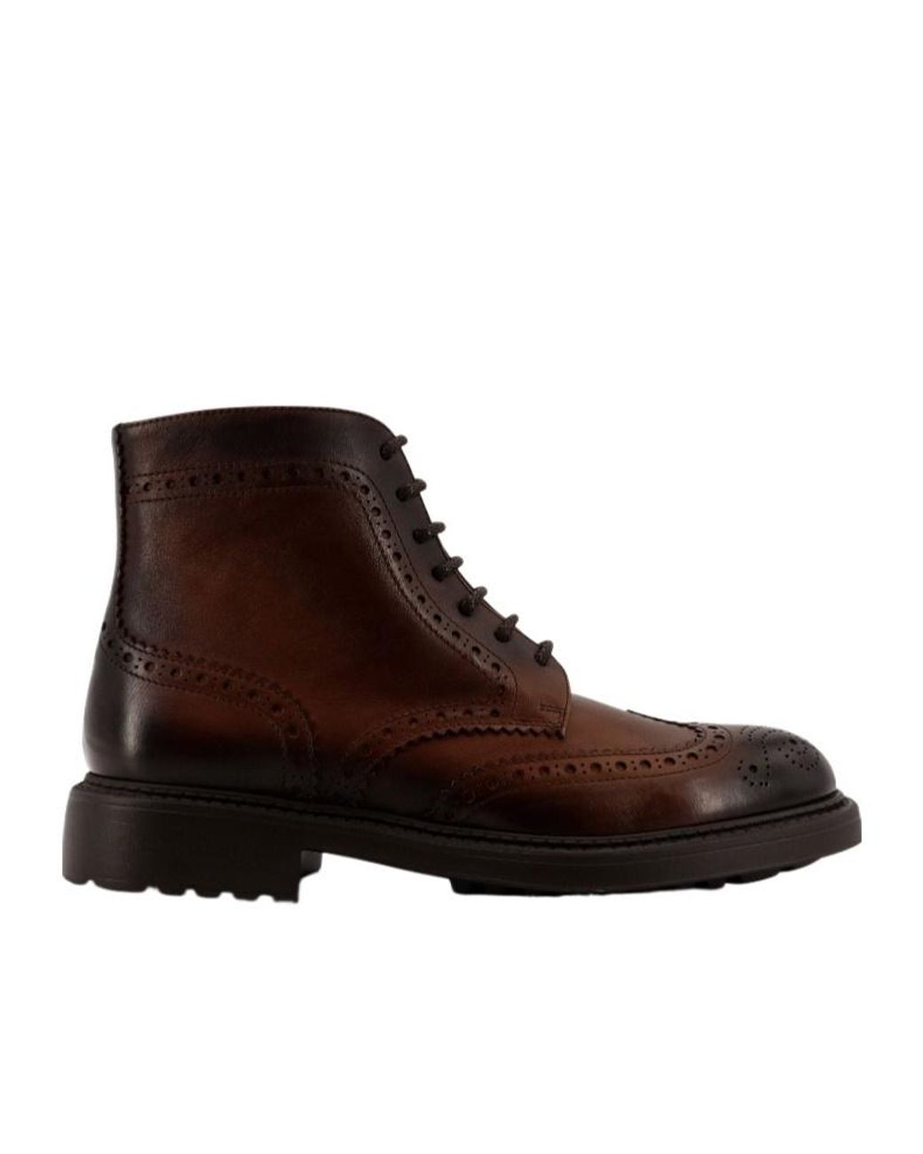 Doucal's Brown Lace-Up Brogue Boots for men