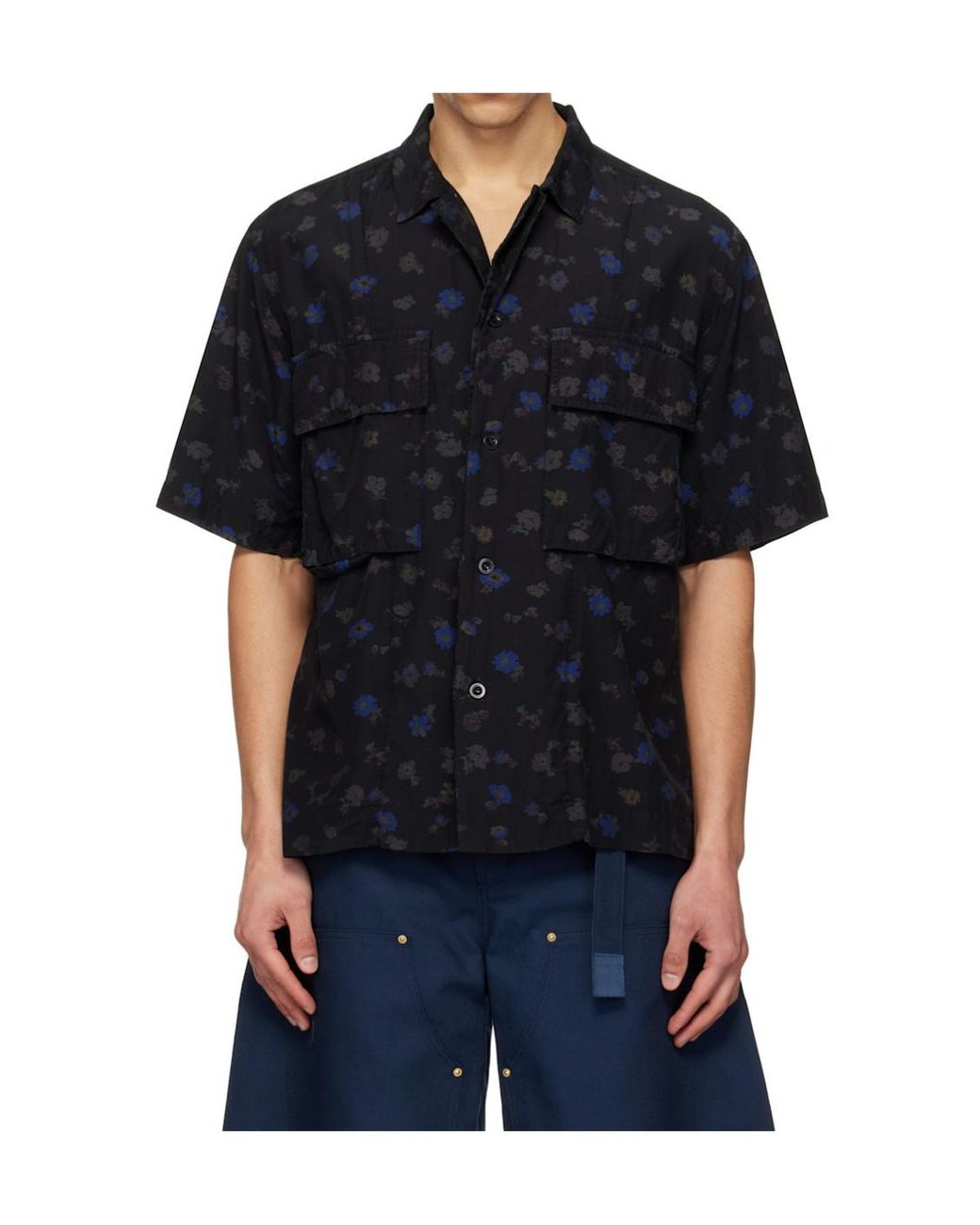 Sacai Blue Floral Print Shirt for men