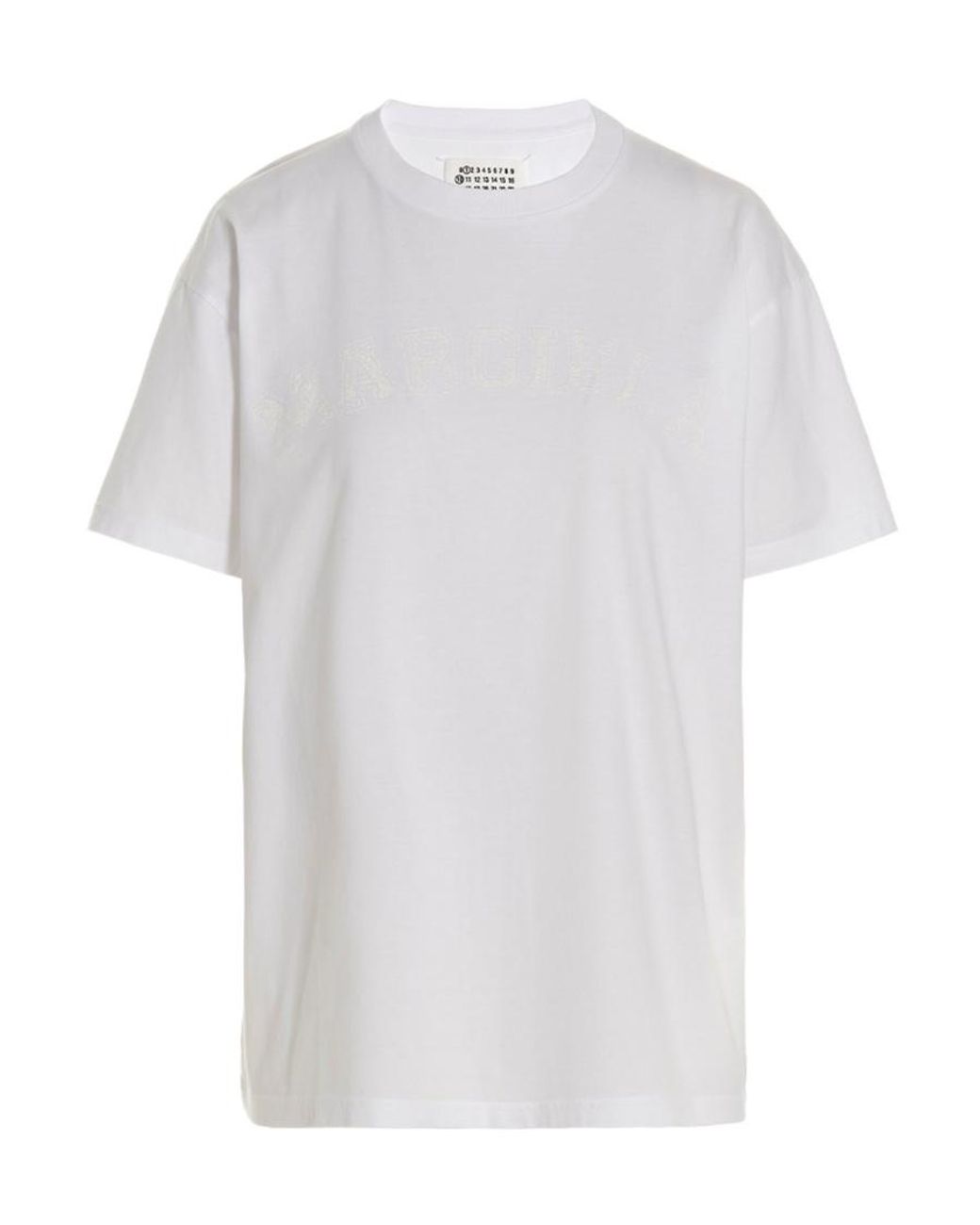 Maison Margiela White Logo Detailed Crewneck T-Shirt