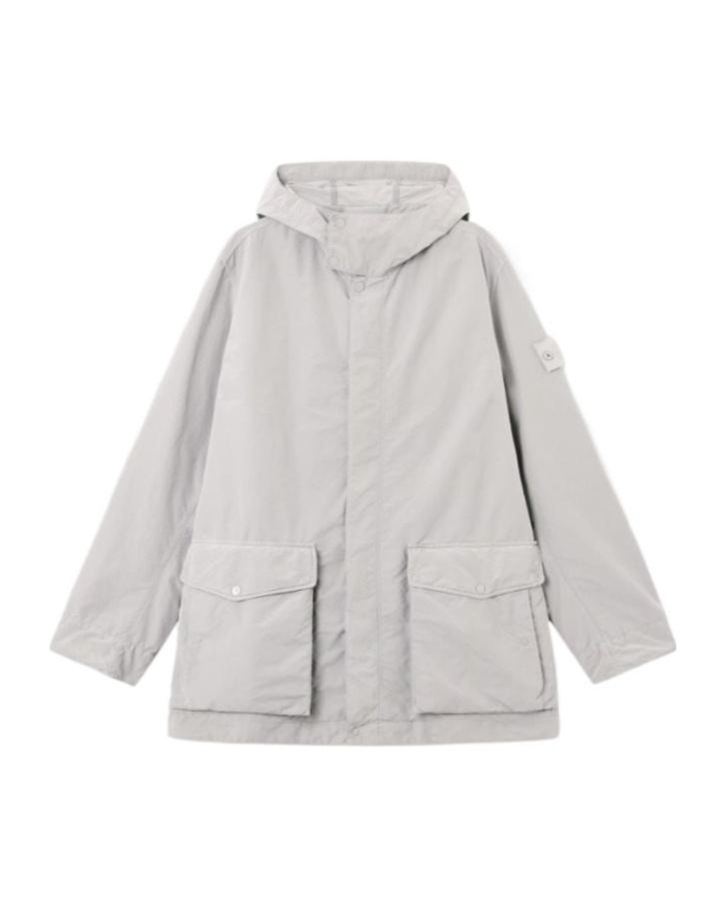 Stone Island Gray David Light-Tc Hooded Logo-Patch Jacket for men