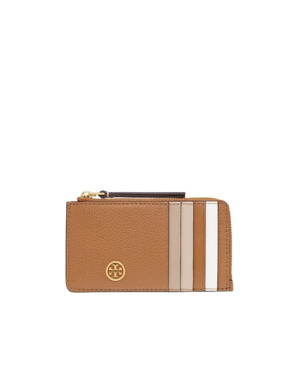 Tory Burch White Robinson Double-T Leather Cardholder