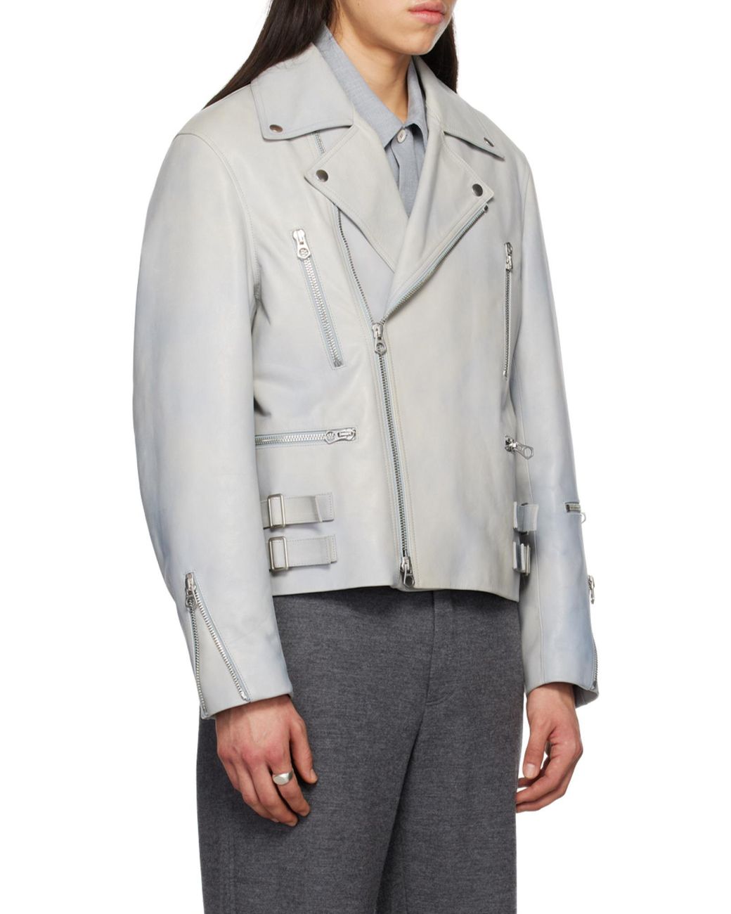 Jil Sander Gray Eldorado Zip Biker Jacket for men