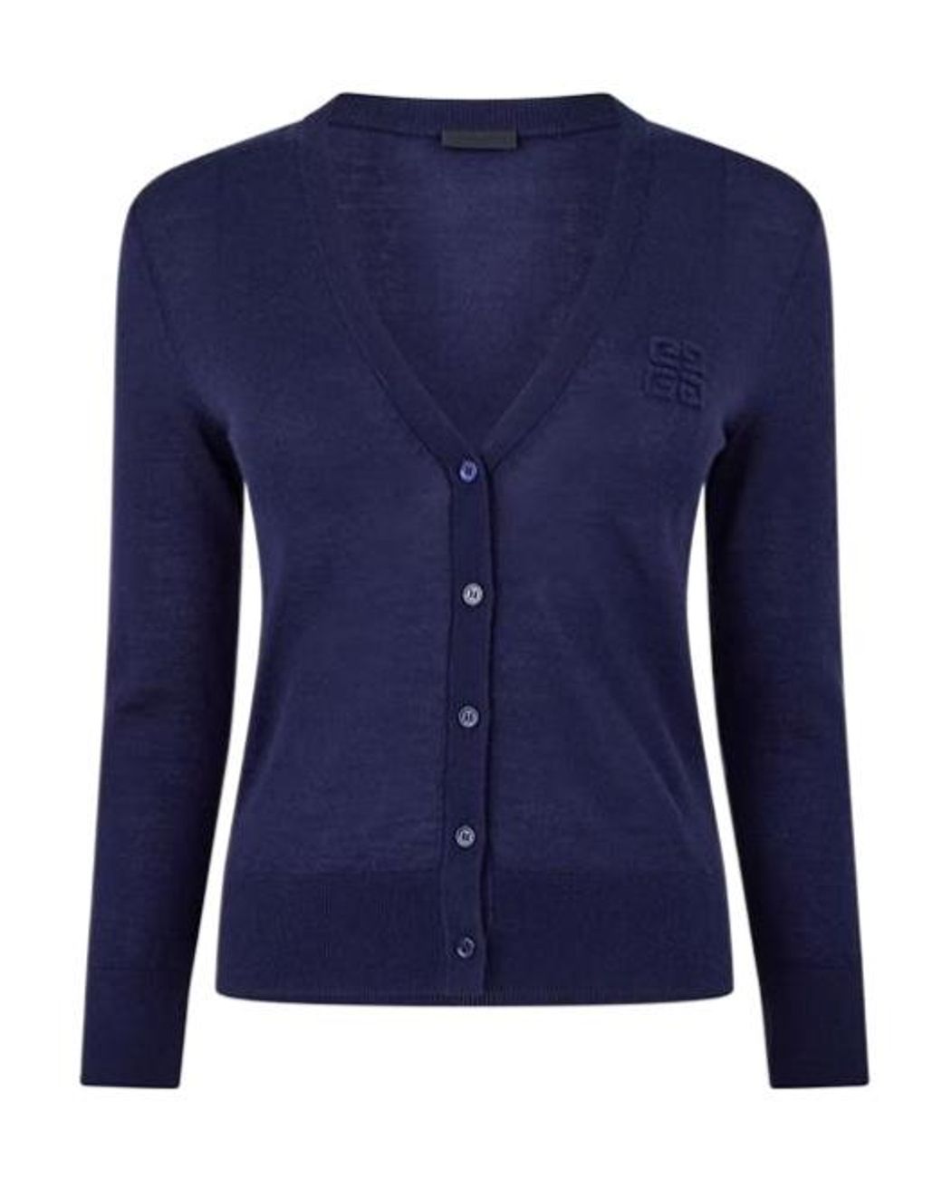 Givenchy Blue Embroidered 4G V-Neck Cardigan