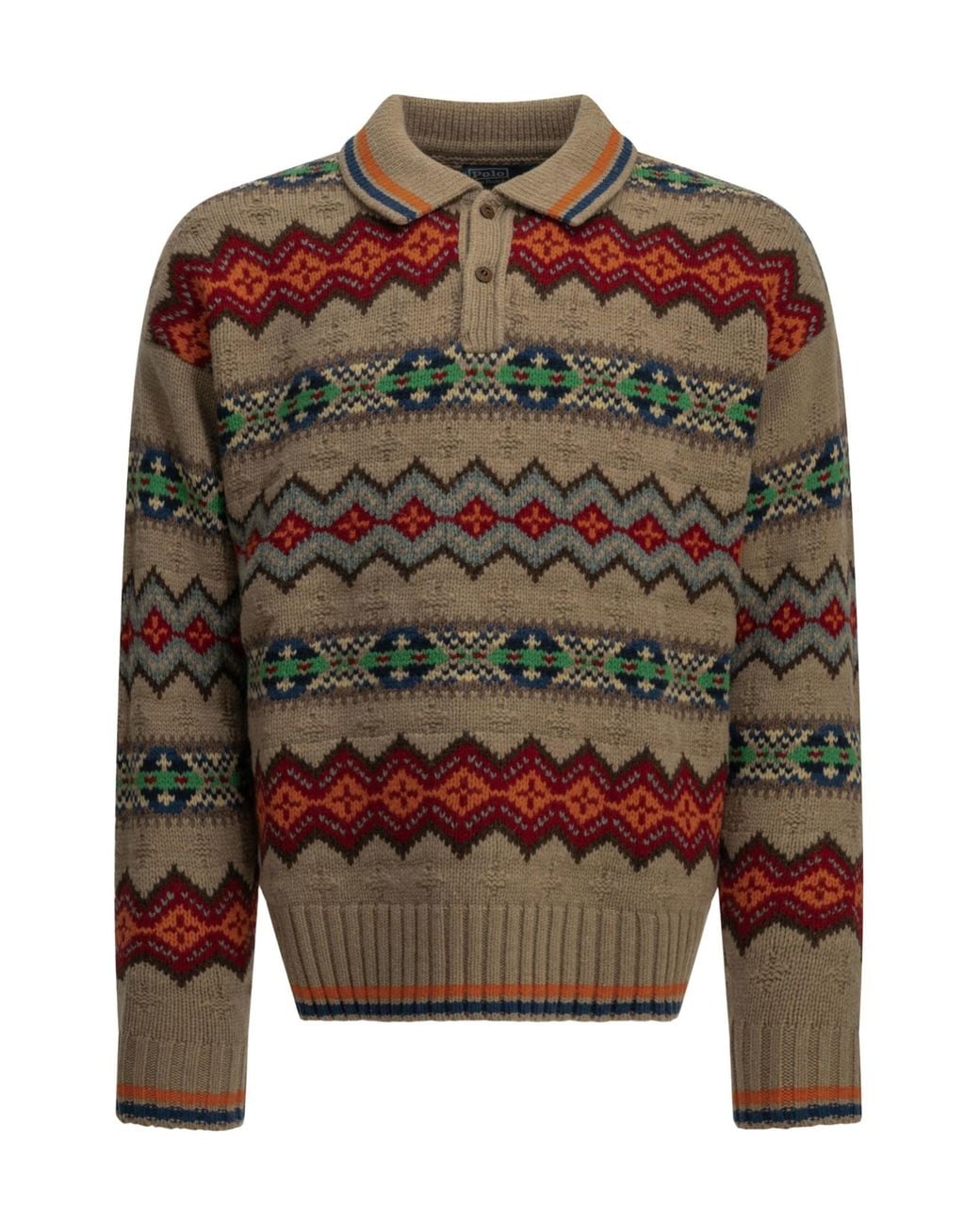 Polo Ralph Lauren Green Fair Isle Polo Knitted Sweater for men