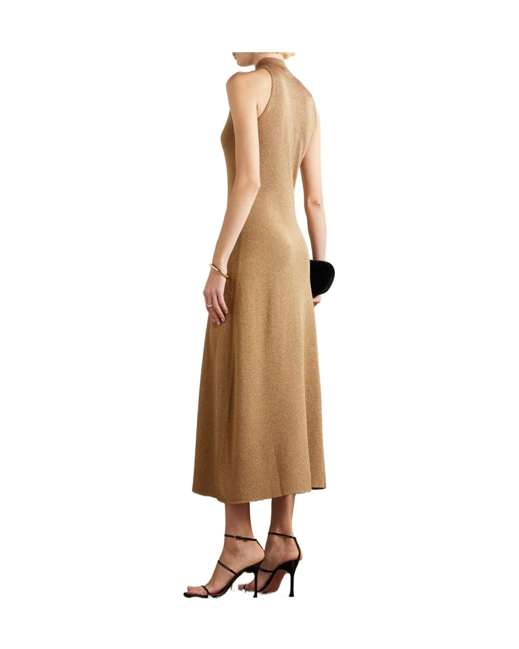 Altuzarra Natural Mitzi Metallic Knitted Turtleneck Midi Dress