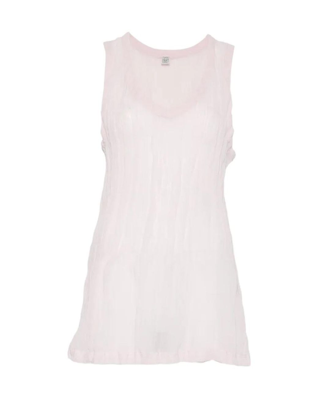 Totême Pink Totême Crinkled Sleeveless Gauze Tank Top