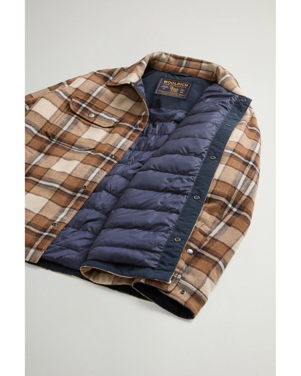 Woolrich Brown Checked Overshirt Jacket for men