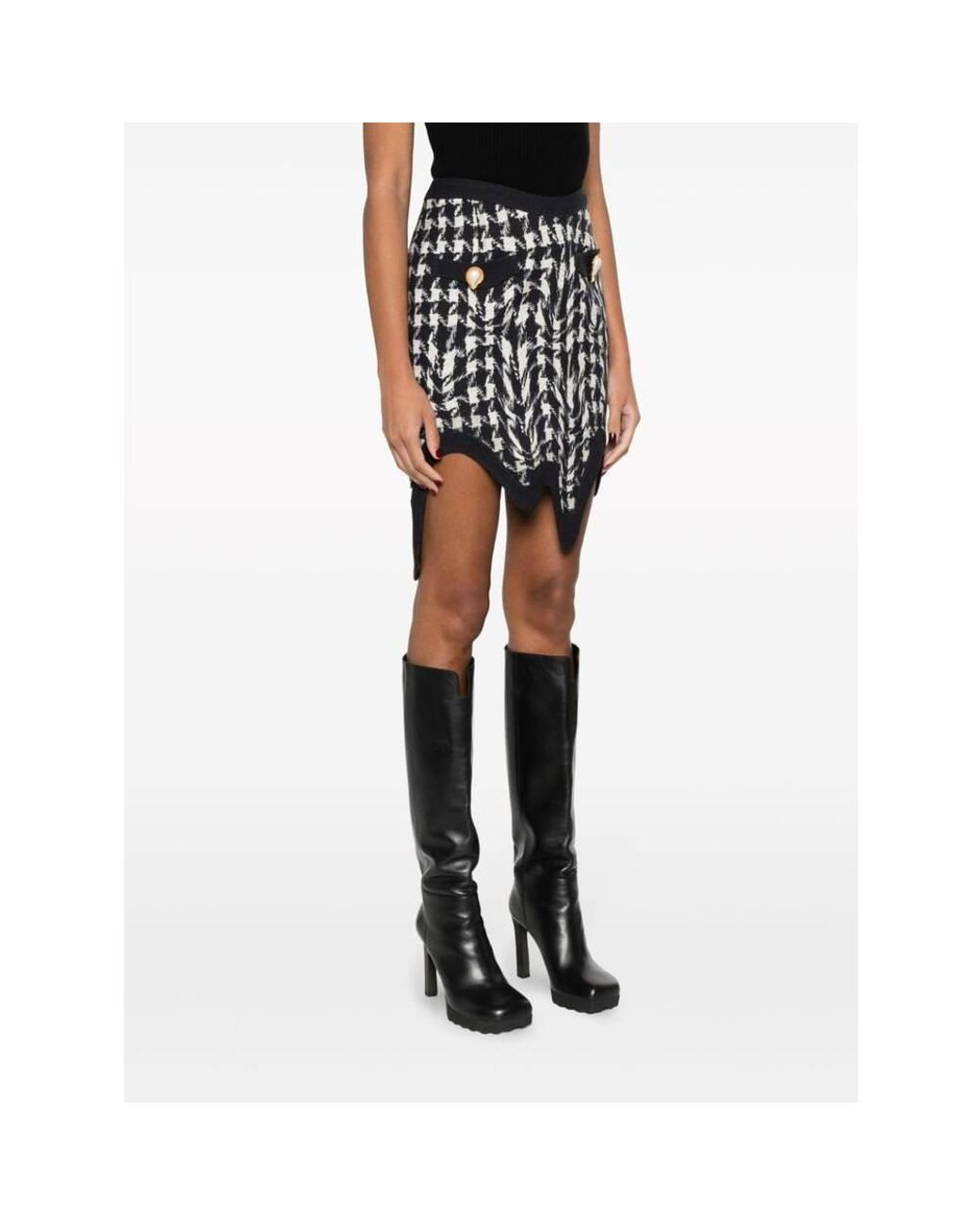 Moschino Black Asymmetric Wool Miniskirt