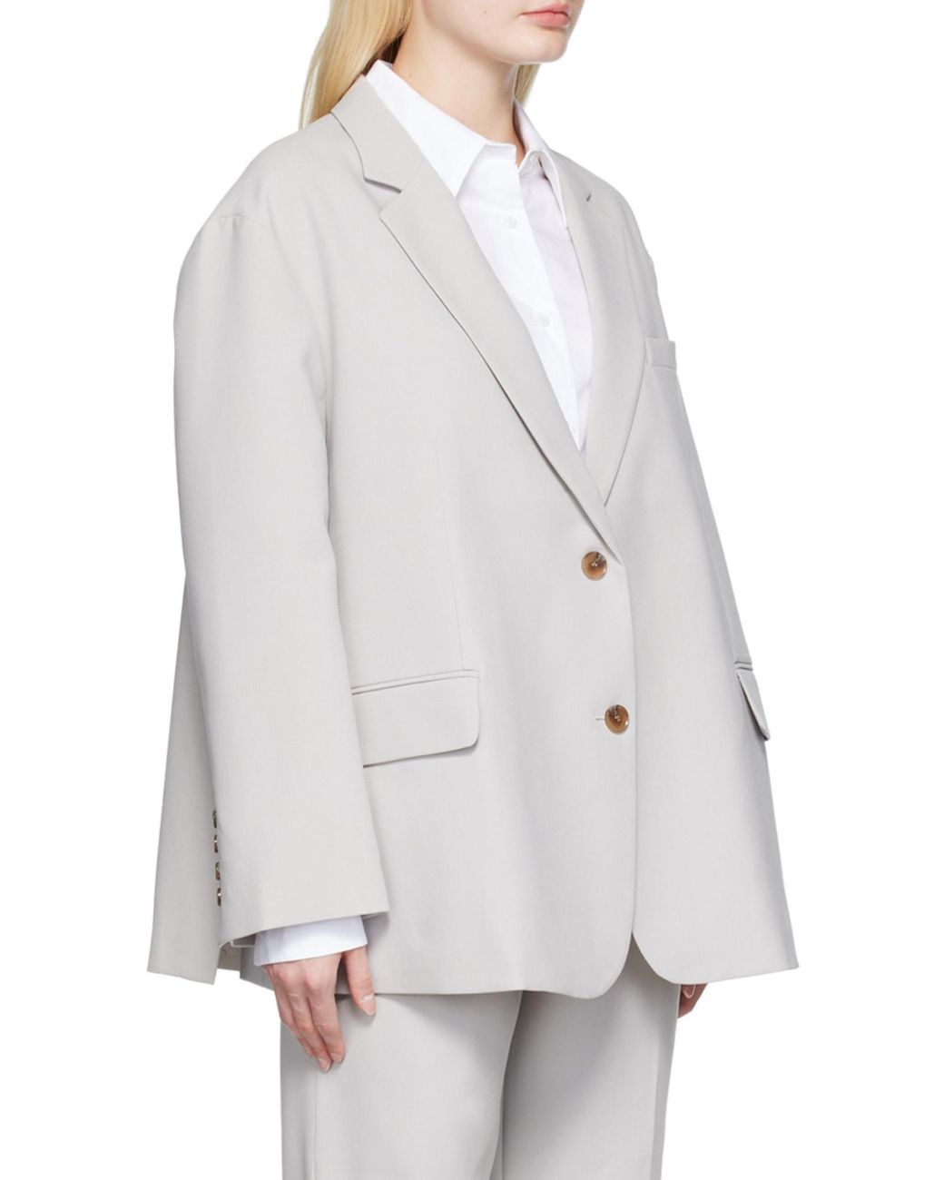 Frankie Shop White Bea Single-Breasted Oversized Blazer