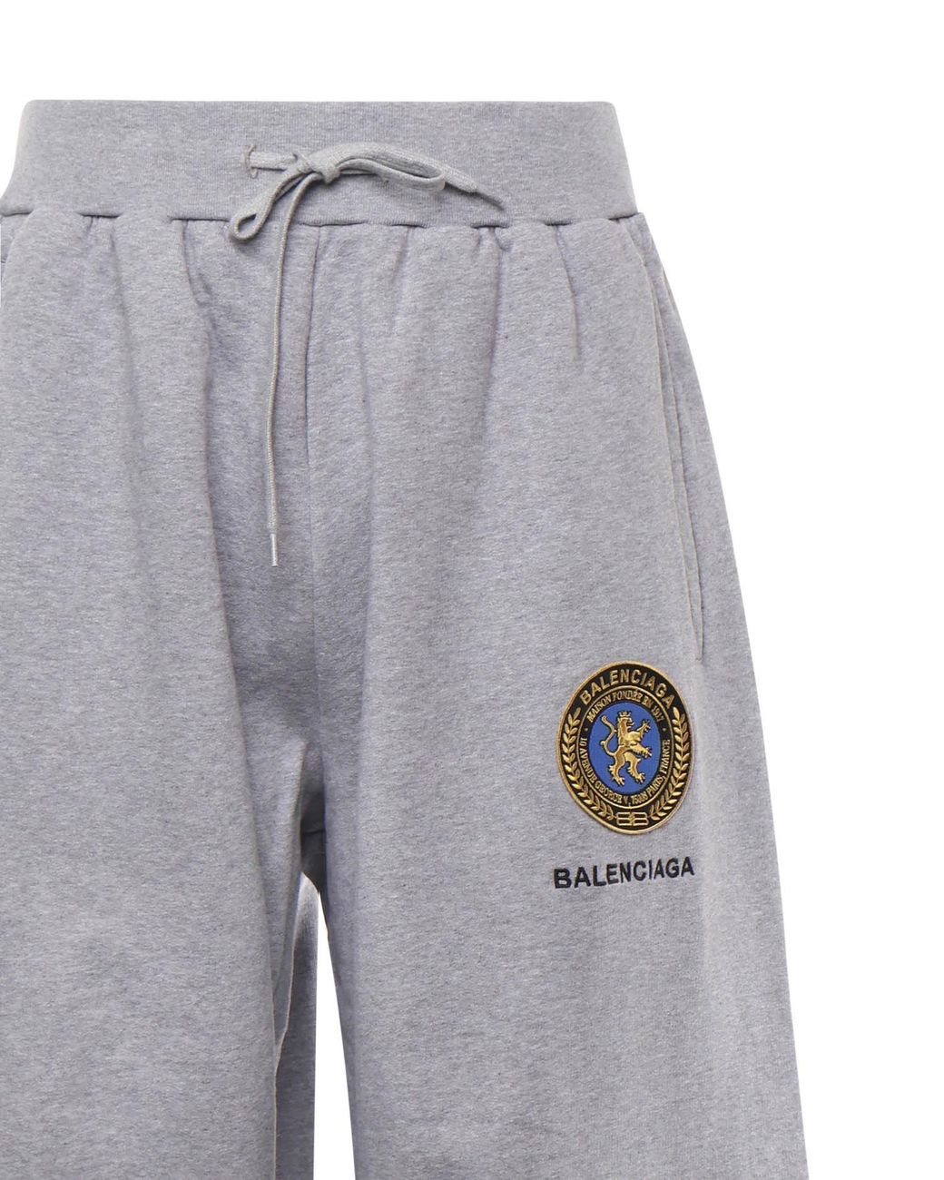 Balenciaga Gray Logo Embroidered Drawstring-Waist Pants for men
