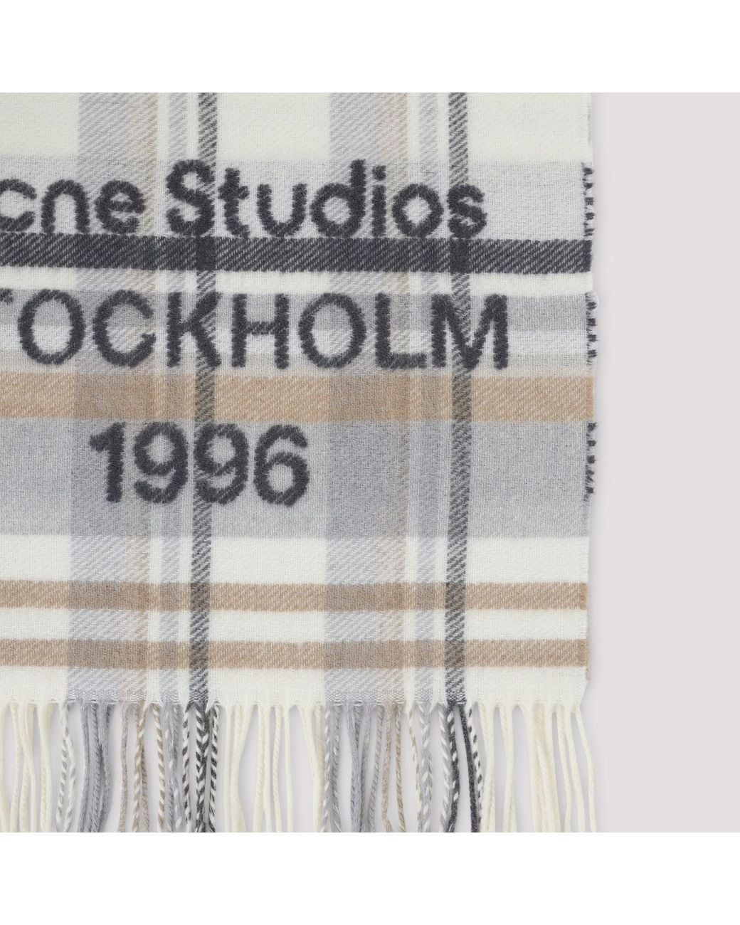Acne White Logo Scarf for men