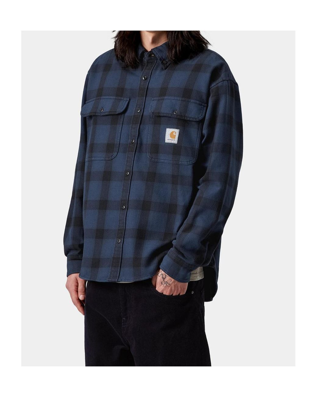 Carhartt Gray Check Flap-Pocket Shirt for men