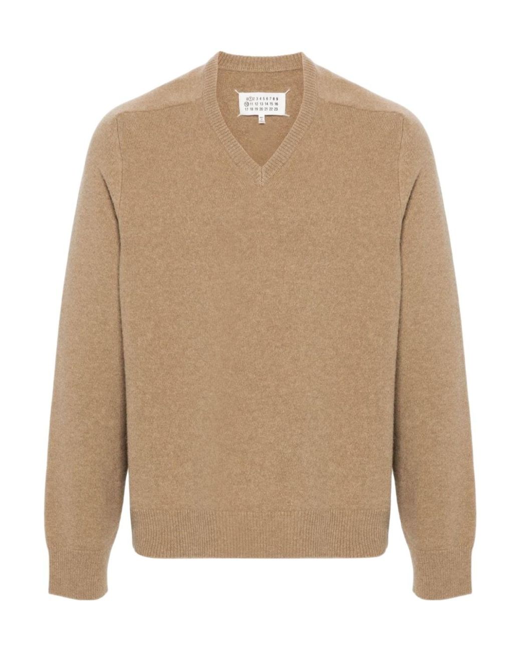 Maison Margiela Natural Four-Stitch V-Neck Jumper for men