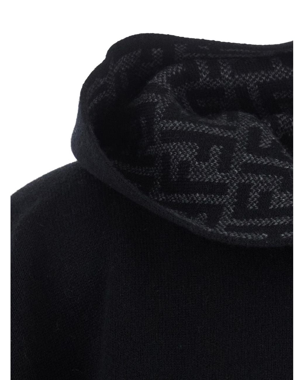 Fendi Black Hooded Ff Monogram Cape
