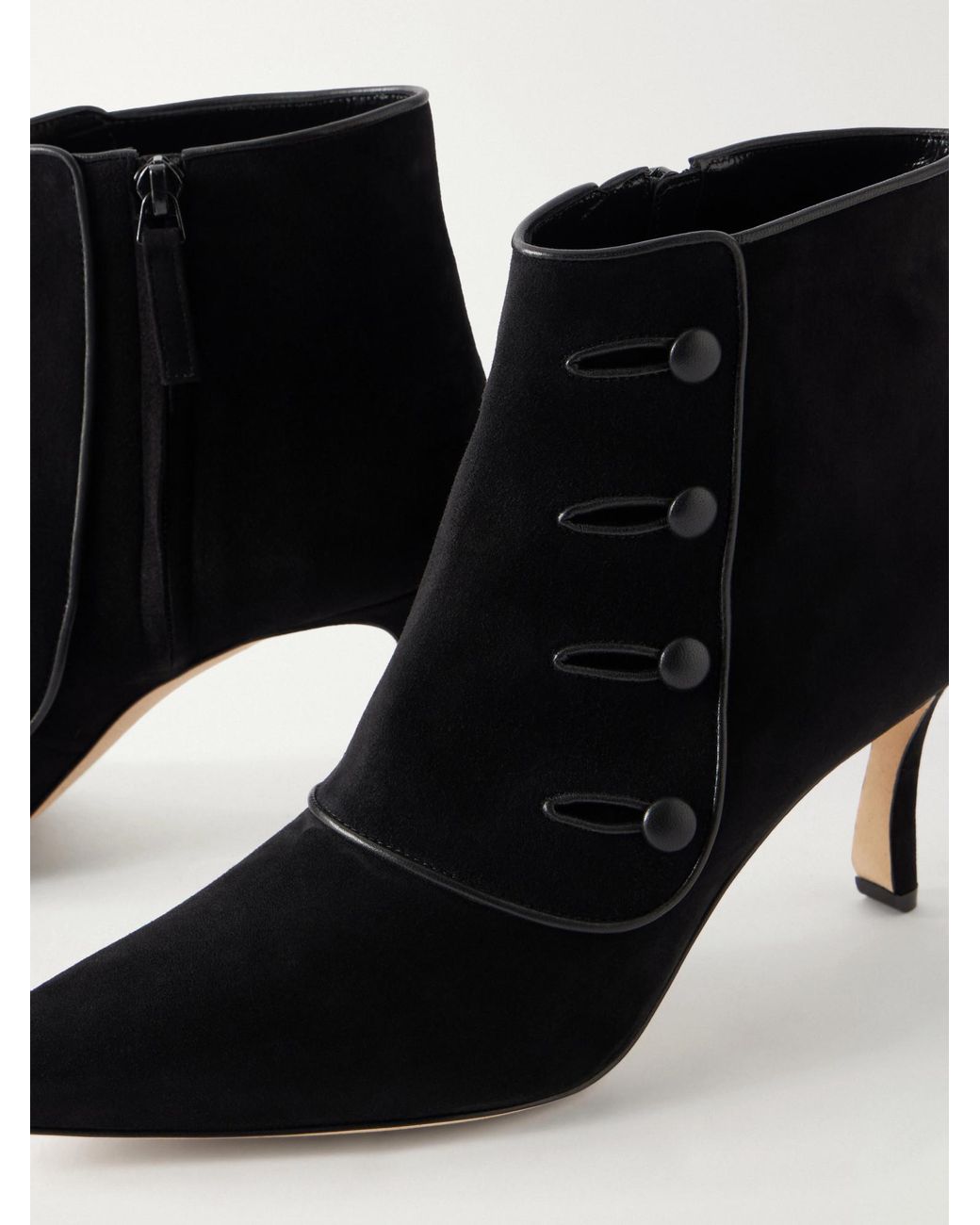 Manolo Blahnik Black Soft Leather Ankle Boots