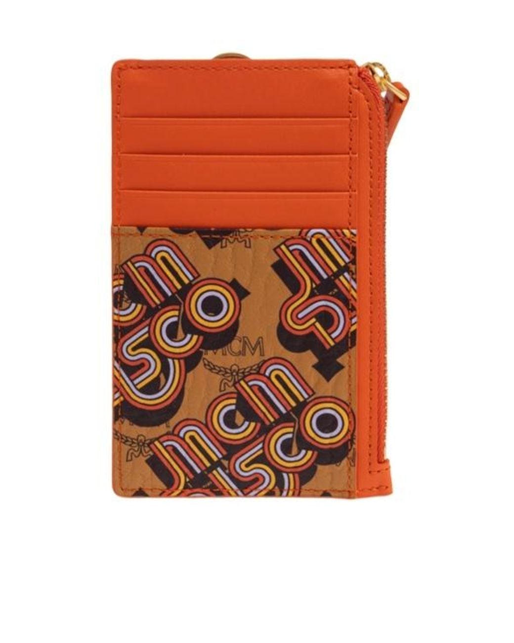 MCM Orange Leather Card Holder for men