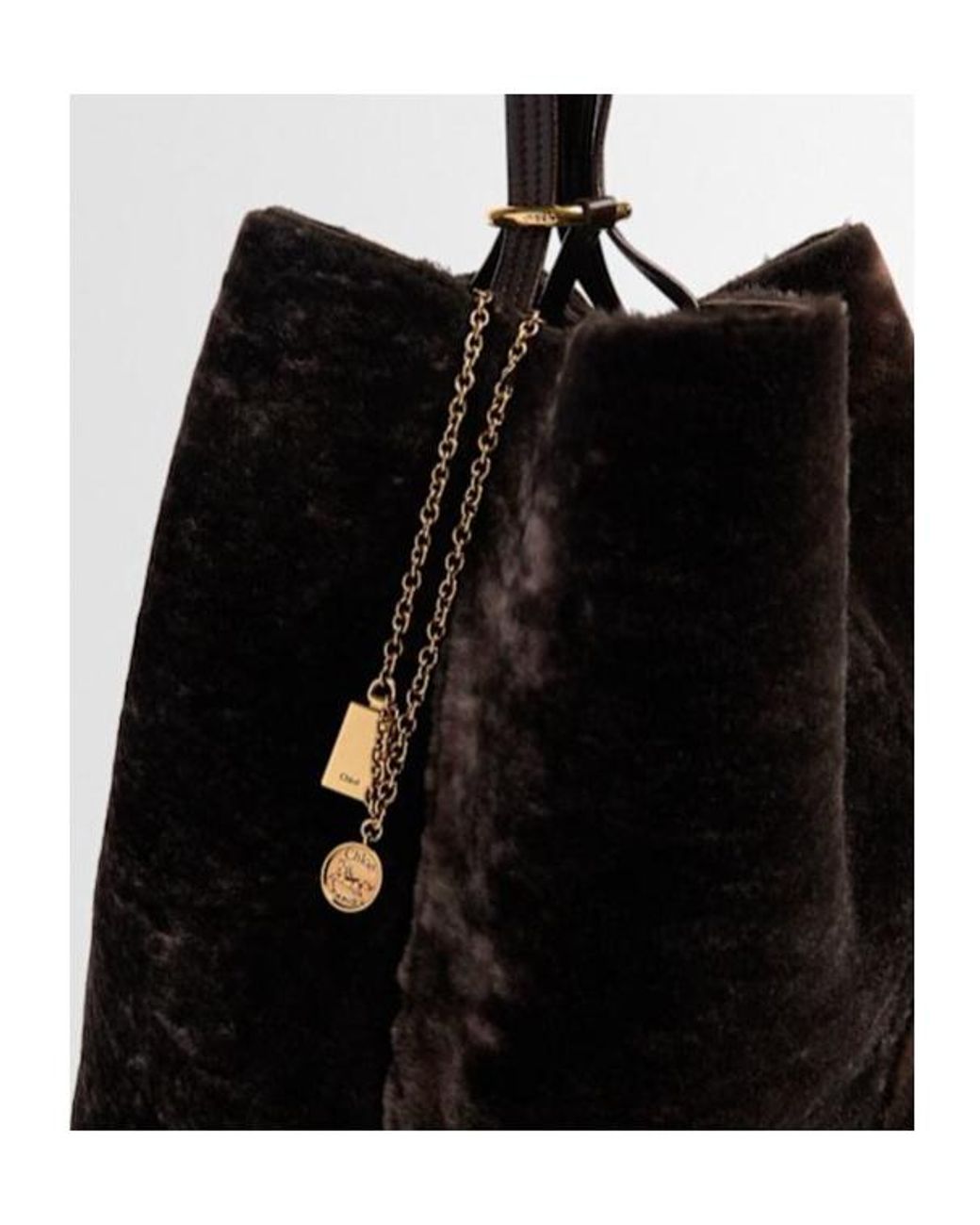 Chloé Black Large Spin Faux Fur Tote Bag