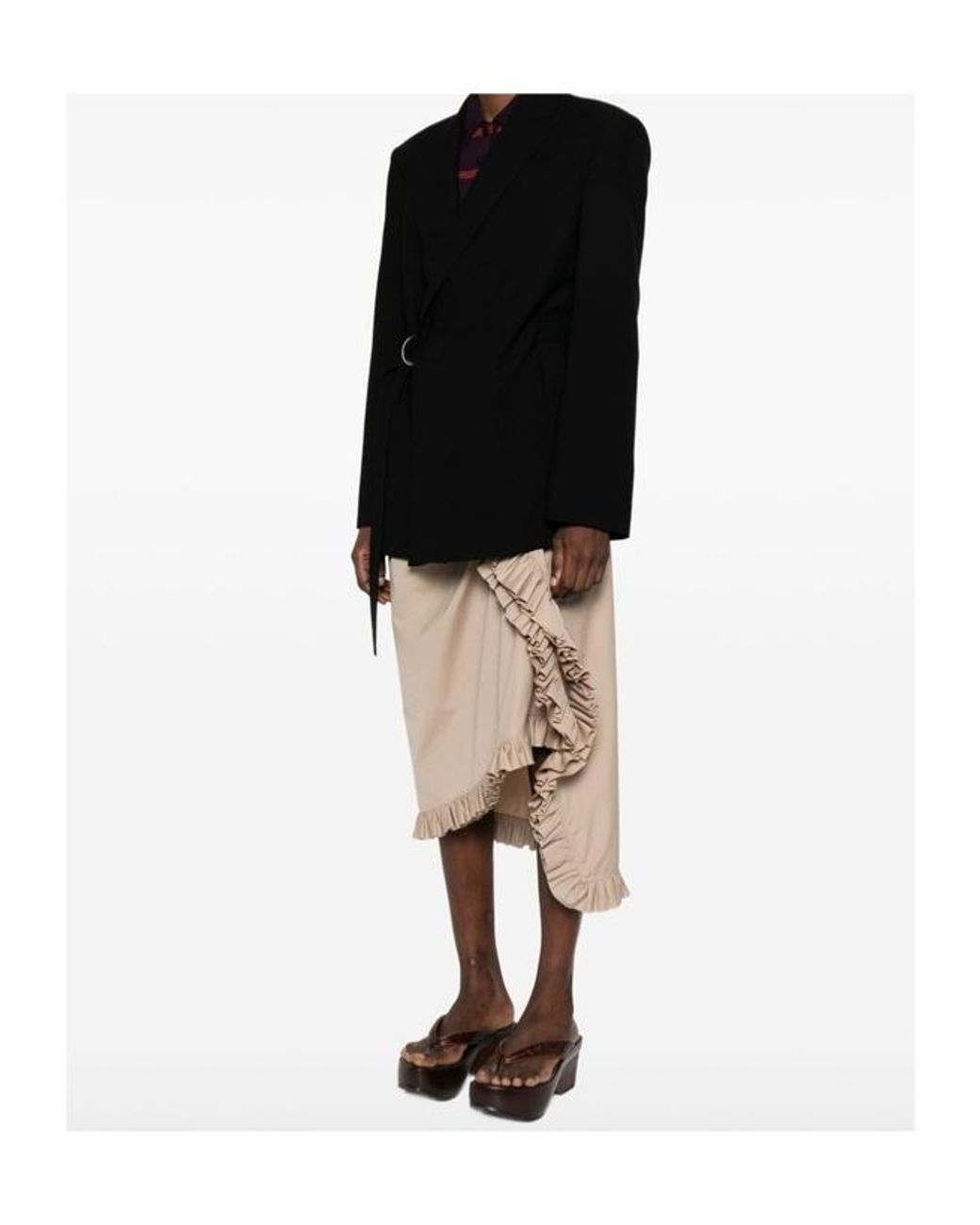 Loewe Black Wool Draped Blazer