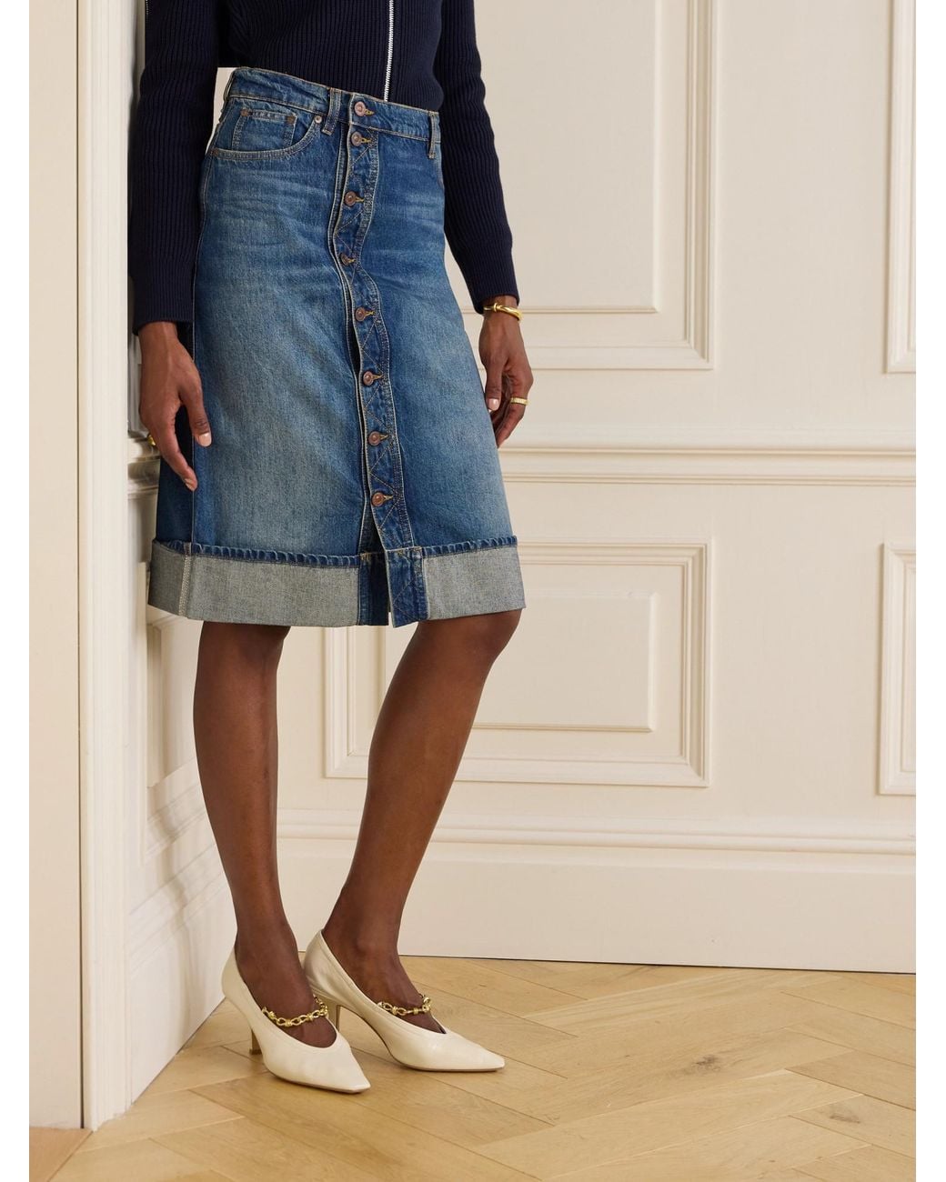 Victoria Beckham Blue Casual Denim Skirt