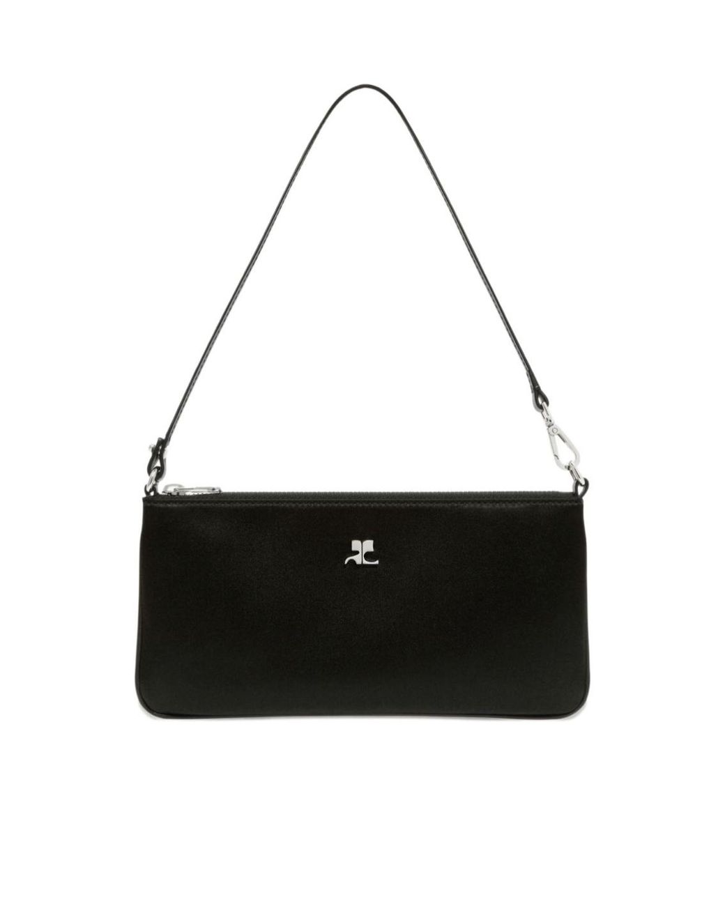 Courreges Black Logo-Plaque Zipped Pouch
