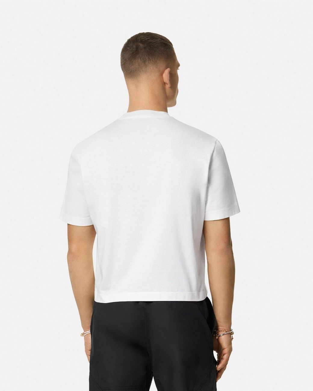 Versace White Medusa Milano Embroidered Crewneck T-Shirt for men