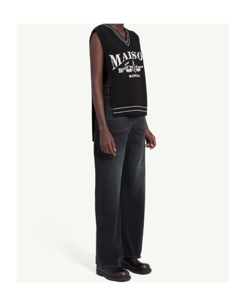 MM6 by Maison Margiela Black Logo-Embroidered V-Neck Gilet