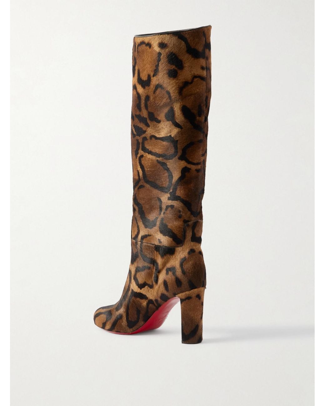 Christian Louboutin Brown Leopard-Print Calf Hair Knee Boots