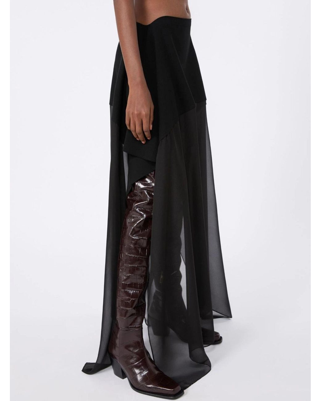 Sportmax Black Asymmetric Midi Skirt