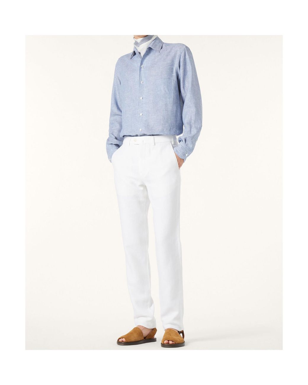 Loro Piana White Linen Trousers for men