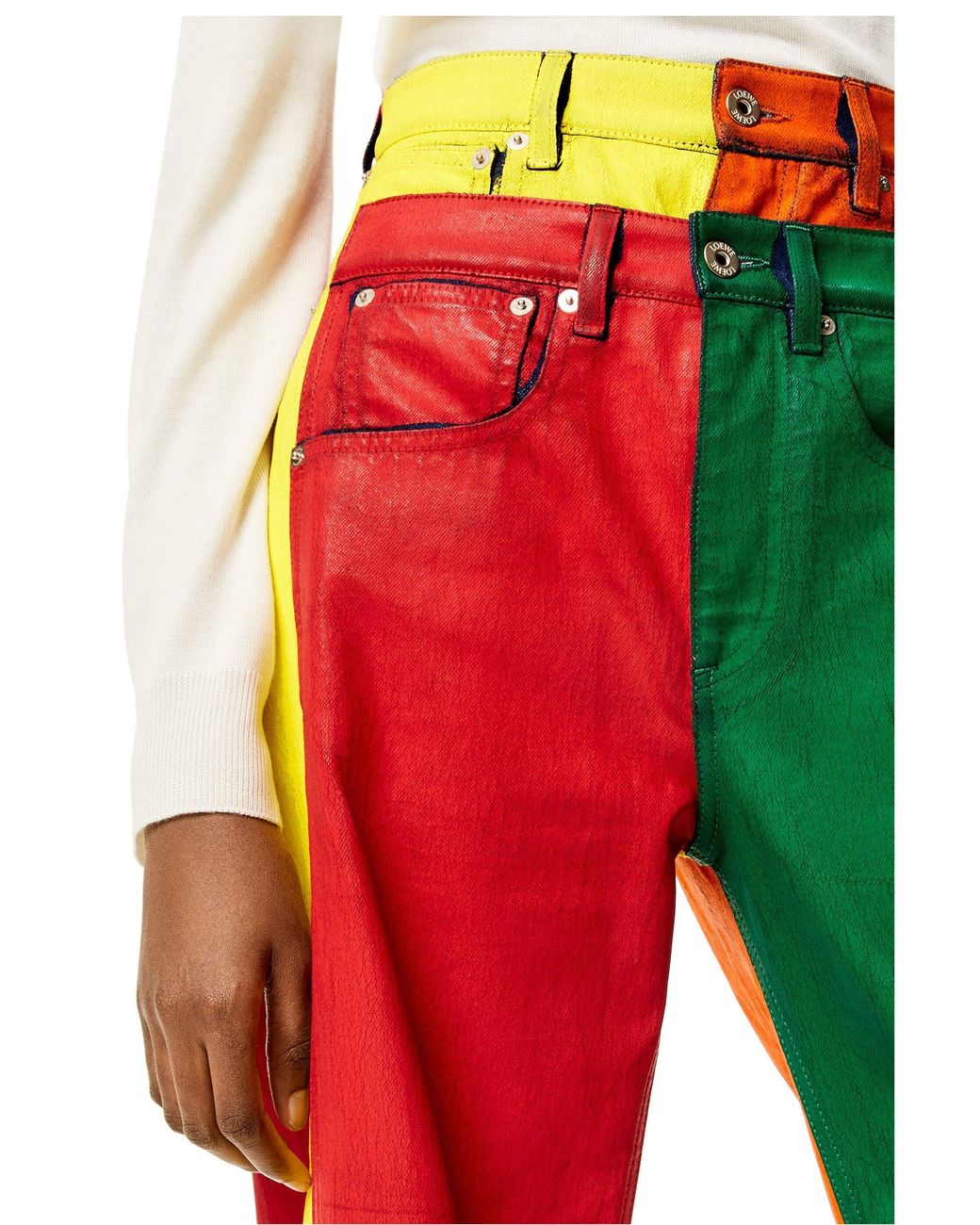 Loewe Red Multicolour Patchwork Jeans