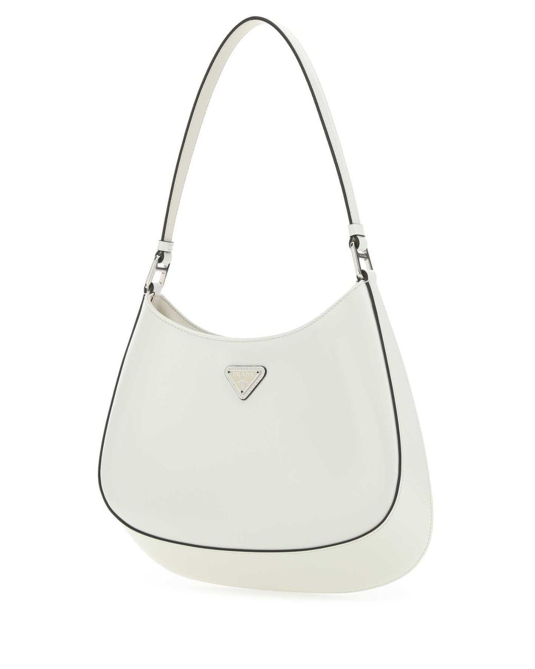 Prada White Cleo Brushed Leather Shoulder Bag