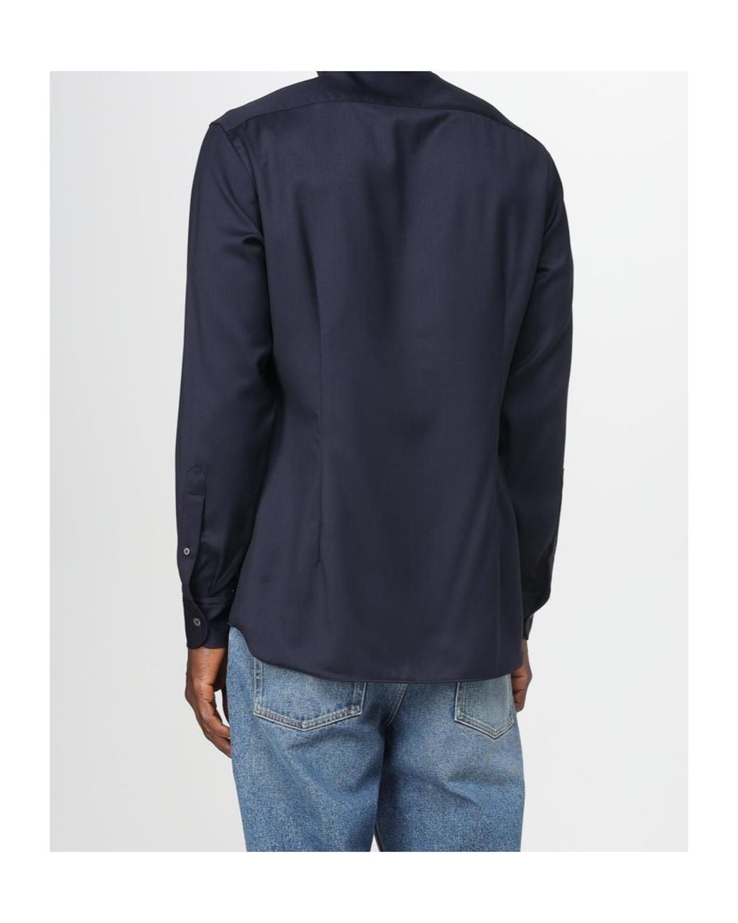 Lardini Blue Long-Sleeve Wool Shirt for men